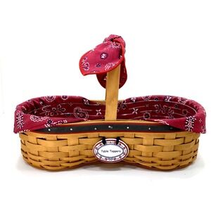 Longaberger 2000 BARBEQUE BUDDY BASKET w/ 2-sided Tie-On, Liner, Protector, BBQ